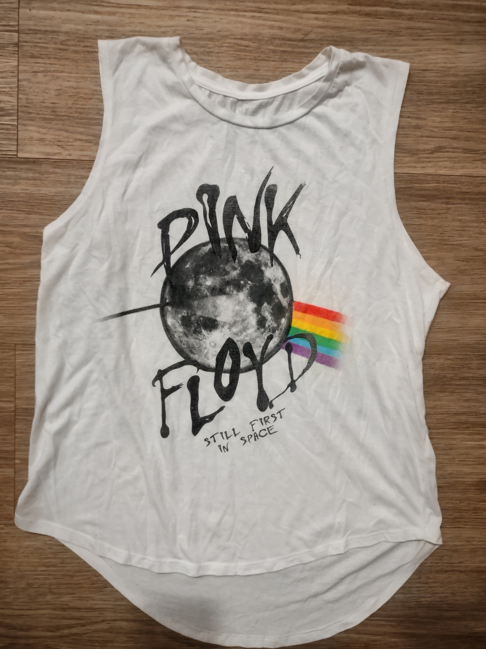 Pink Floyd Women's White Graphic Muscle Tank